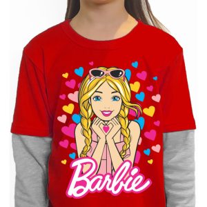 Polera Manga Larga Barbie Corazones Cod 002