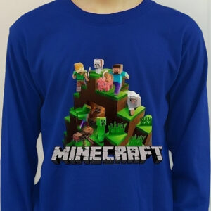 Polera Minecraft Niños Manga Larga Estampada Dtf Cod 0001