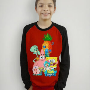 Polera Bob Esponja Para Niños Manga Larga Dtf Cod 001