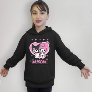 Poleron Canguro Con Capucha Diseño Kuromi Y My Melody Corazon Cod 001