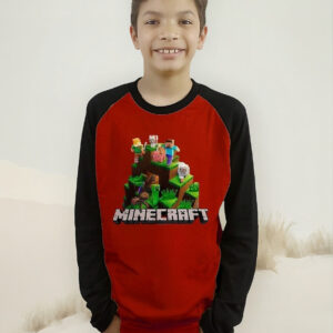 Polera Minecraft Manga Larga Estampada Dtf Cod 001