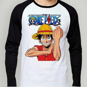 Polera One Piece Manga Larga Estampada Dtf Cod 001