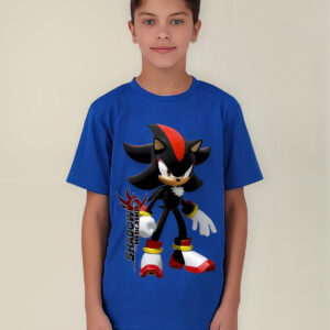 Polera Shadow Sonic Negro Para Niños Estampado Dtf 001