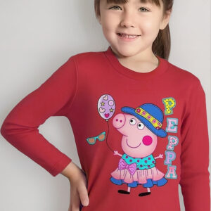 Polera Peppa Pig Manga Larga Para Niñas Dtf Cod 001