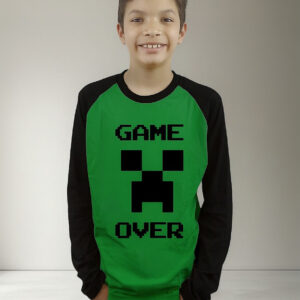 Polera Ragla Manga Larga Cara De Creeper Minecraft Cod 001