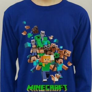 Polera Minecraft Niños Manga Larga Estampada Dtf Cod 0002