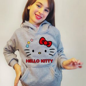 Polerón Canguro Con Capucha Diseño Cara Hello Kitty Cod 001