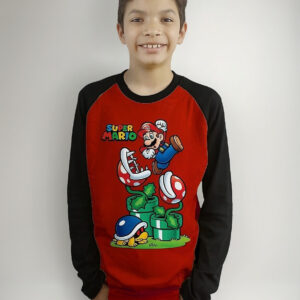 Polera Mario Bros Niños Manga Larga Estampada Dtf Cod 001