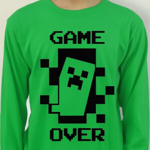 Polera Manga Larga Cara De Creeper Minecraft - Dtf Cod 003