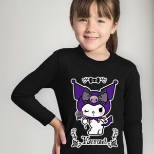 Polera De Niña Kuromi Manga Larga Estampada Dtf Cod 002