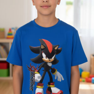 Polera Shadow Sonic Negro Para Niños Estampado Dtf 001