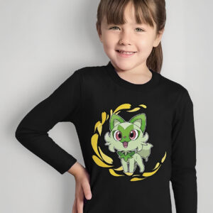 Polera Sprigatito Pokemon Manga Larga Estampada Dtf Cod 004